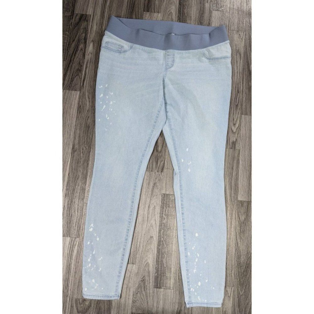 Liz Lange Maternity Size Medium Skinny Pull On Denim‎ Blue Jeans Jeggings
